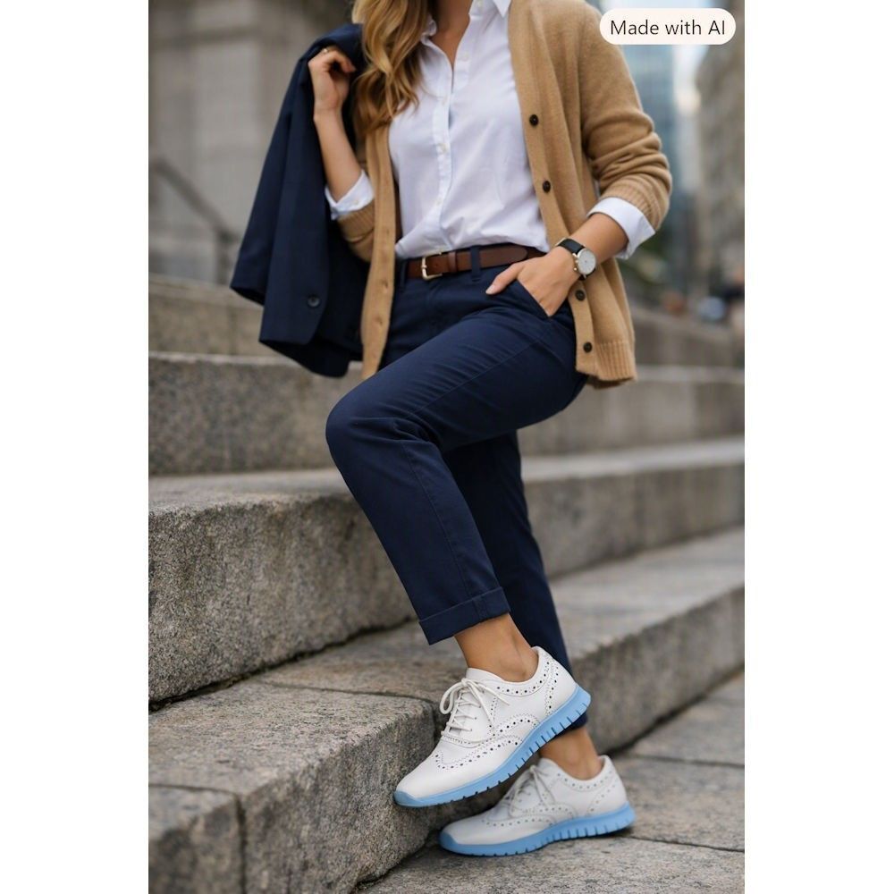 Cole Haan Zerogrand White Leather Wingtip Oxford Sneakers Women’s 7 Blokecore